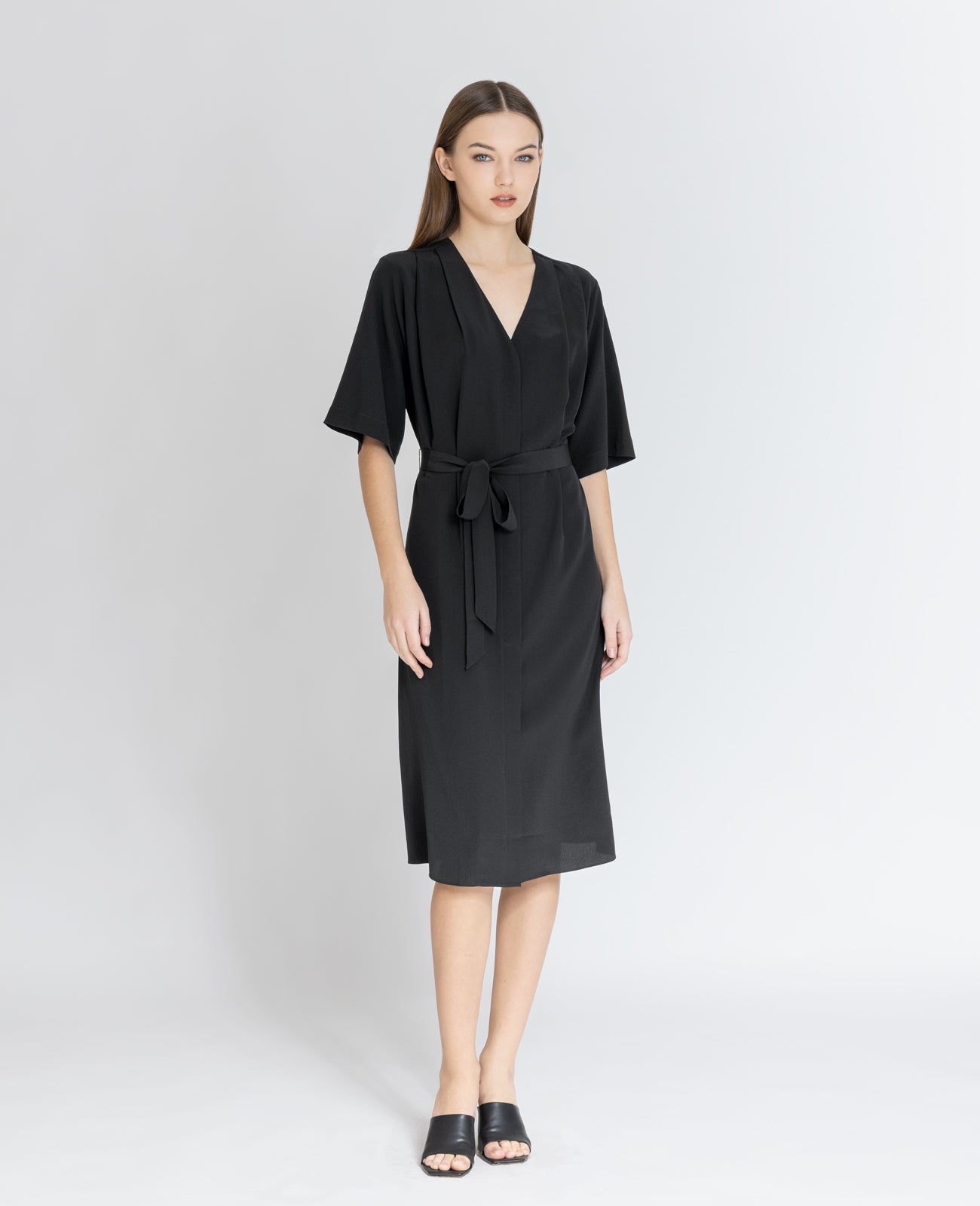 Silk V-neck Shirt Dress
