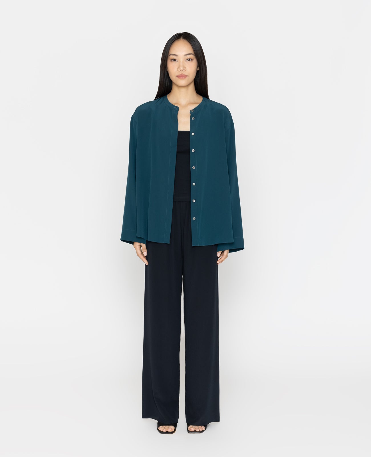 Silk Band Collar Shirt